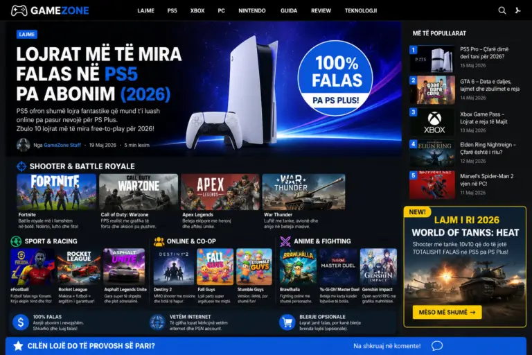 🎮 Lajm: Lojrat më të mira FALAS në PS5 pa abonim (2026)